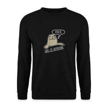 Niedlicher Seehund Mit Nice Seal Of Approval - Unisex Pullover - Schwarz - Vorne - Alina (178cm) & Michal (187cm)