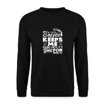 Amateur de café disant : Le café me fait continuer - Sweat-shirt Unisexe - noir - Devant - Alina (178cm) & Michal (187cm)