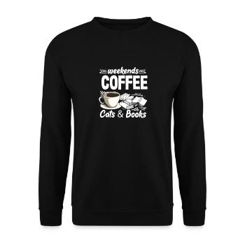 Week-end des amateurs de café : chats et livres - Sweat-shirt Unisexe - noir - Devant - Alina (178cm) & Michal (187cm)
