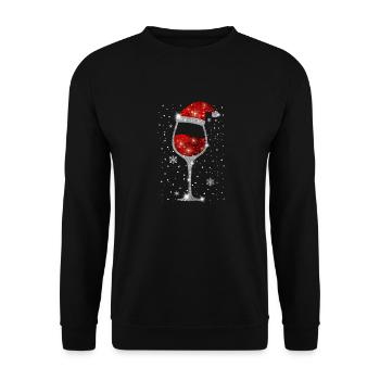 Christmas Santa Wine Glass Red Wine Lover - Unisex Sweatshirt - black - Front - Alina (178cm) & Michal (187cm)
