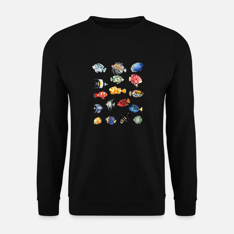 Fisch-Kollektion.Bunte Fische im exotischen Stil - Unisex Pullover - Schwarz