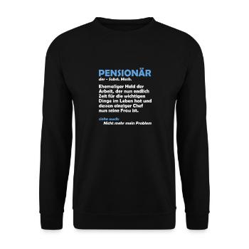 PENSIONÄR EHEMALIGER HELD DER ARBEIT Lustiges - Unisex Pullover - Schwarz - Vorne - Alina (178cm) & Michal (187cm)