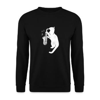 Saxophone Cat - Unisex Sweatshirt - black - Front - Alina (178cm) & Michal (187cm)