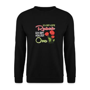 Großmutter BIN KEINE RENTNERIN BIN VOLLZEIT OMA - Unisex Pullover - Schwarz - Vorne - Alina (178cm) & Michal (187cm)