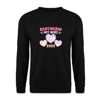 RENTNERIN MIT HERZ 2025 Großmutter Renten - Unisex Pullover - Schwarz - Vorne - Alina (178cm) & Michal (187cm)