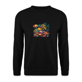 Colorful underwater world with coral fish in the - Unisex Sweatshirt - black - Front - Alina (178cm) & Michal (187cm)