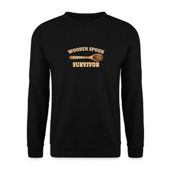 Wooden Spoon Survivor Humorous Saying for - Unisex Sweatshirt - black - Front - Alina (178cm) & Michal (187cm)