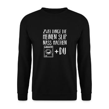 Dinge Die Meinen Slip Nass Machen - Unisex Pullover - Schwarz - Vorne - Alina (178cm) & Michal (187cm)