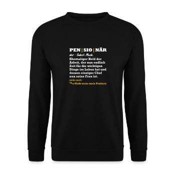 PENSIONÄR EHEMALIGER HELD DER ARBEIT Lustiges - Unisex Pullover - Schwarz - Vorne - Alina (178cm) & Michal (187cm)