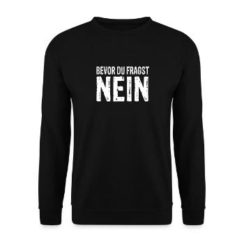 Funny No Motif – Funny Statement Outfit - Unisex Sweatshirt - black - Front - Alina (178cm) & Michal (187cm)