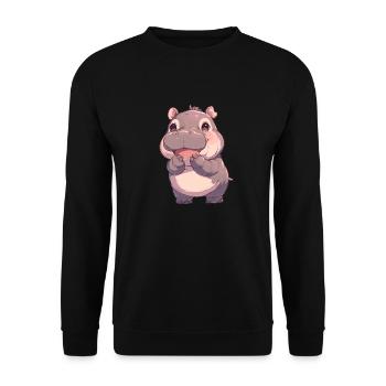 Hippopotamus Hippopotamus - Unisex Sweatshirt - black - Front - Alina (178cm) & Michal (187cm)