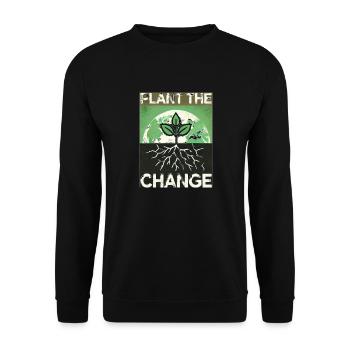 Plant the Change – Sustainable Design - Unisex Sweatshirt - black - Front - Alina (178cm) & Michal (187cm)