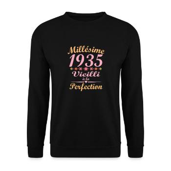 Vintage 1935 Vintage Anniversary Gift - Unisex Sweatshirt - black - Front - Alina (178cm) & Michal (187cm)