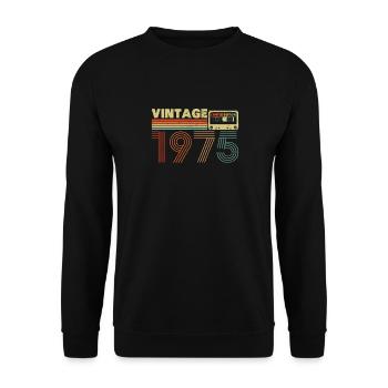 1975 Vintage Retro Geburtstagsgeschenk - Unisex Pullover - Schwarz - Vorne - Alina (178cm) & Michal (187cm)