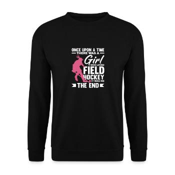 Girl Loved Field Hockey Player Story - Unisex Sweatshirt - black - Front - Alina (178cm) & Michal (187cm)