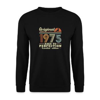 Jahrgang 1975 50th Anniversary Retro Geschenk - Unisex Pullover - Schwarz - Vorne - Alina (178cm) & Michal (187cm)