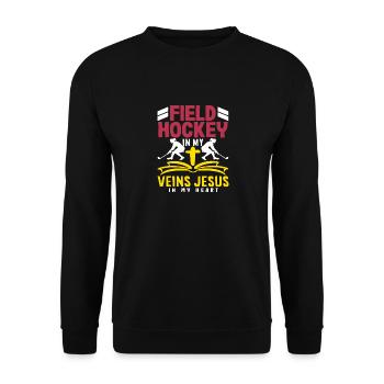 Field Hockey Players In My Veins Jesus In My Heart - Unisex Sweatshirt - black - Front - Alina (178cm) & Michal (187cm)