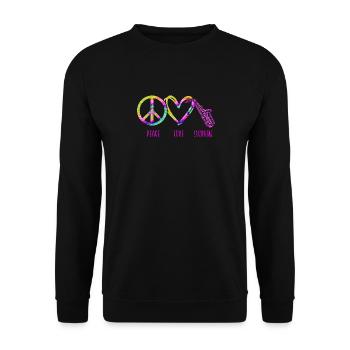 Saxophone Tie Dye Peace Love - Unisex Pullover - Schwarz - Vorne - Alina (178cm) & Michal (187cm)