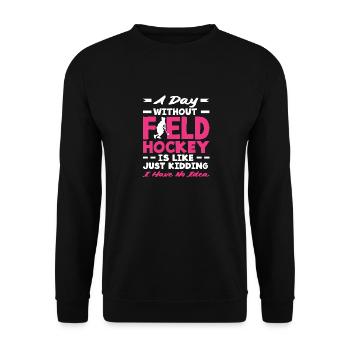 A day without field hockey players is like just fun - Unisex Sweatshirt - black - Front - Alina (178cm) & Michal (187cm)