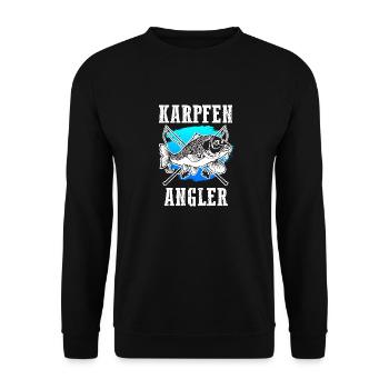 KAPRFEN ANGLER Lustiges Angeln Hobby Angler - Unisex Pullover - Schwarz - Vorne - Alina (178cm) & Michal (187cm)