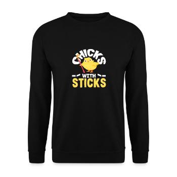 Field Hockey Player Chicks With Sticks - Unisex Sweatshirt - black - Front - Alina (178cm) & Michal (187cm)