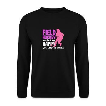 Feldhockey Spieler Macht Mich Glücklich - Unisex Pullover - Schwarz - Vorne - Alina (178cm) & Michal (187cm)