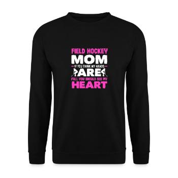 Joueur de hockey sur gazon Maman Coeur Mains pleines - Sweat-shirt Unisexe - noir - Devant - Alina (178cm) & Michal (187cm)