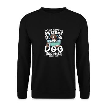 This Is What An Awesome Dog Groomer Looks Like - Unisex Pullover - Schwarz - Vorne - Alina (178cm) & Michal (187cm)
