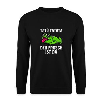 Faschings Kostüm TATÜ TATATA DER FROSCH IST DA - Unisex Pullover - Schwarz - Vorne - Alina (178cm) & Michal (187cm)