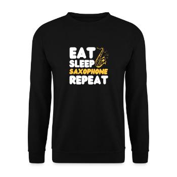 Saxophone Eat Sleep Saxophone - Unisex Pullover - Schwarz - Vorne - Alina (178cm) & Michal (187cm)