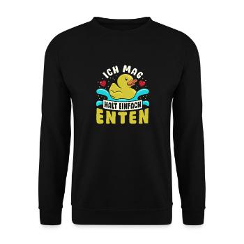 Sauvagine canard se nourrissant croassement J’aime juste les canards - Sweat-shirt Unisexe - noir - Devant - Alina (178cm) & Michal (187cm)