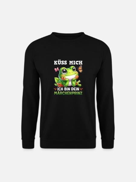 Karneval Frosch KÜSS MICH BIN DEIN MÄRCHENPRINZ - Unisex Pullover - Schwarz