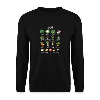 Januar Saisonales Gemüse und Obst Collage - Unisex Pullover - Schwarz - Vorne - Alina (178cm) & Michal (187cm)