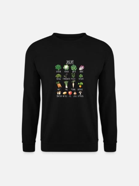 Januar Saisonales Gemüse und Obst Collage - Unisex Pullover - Schwarz