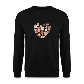 Cœur de chats - Sweat-shirt Unisexe - noir - Devant - Alina (178cm) & Michal (187cm)