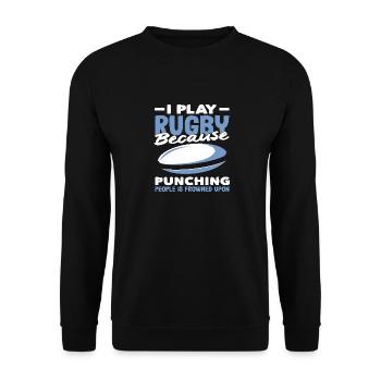 Ich Spiele Rugby Spieler Weil Schlagen Nicht Gut - Unisex Pullover - Schwarz - Vorne - Alina (178cm) & Michal (187cm)