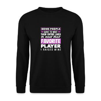 Rugby Spieler: Lieblingsspieler Aufgezogen - Unisex Pullover - Schwarz - Vorne - Alina (178cm) & Michal (187cm)