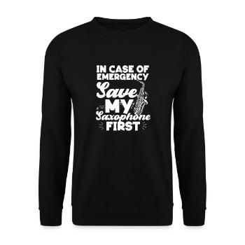 Saxophone en cas d’urgence - Sweat-shirt Unisexe - noir - Devant - Alina (178cm) & Michal (187cm)