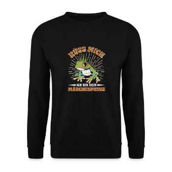 Froschkostüm KÜSS MICH BIN EIN MÄRCHENPRINZ - Unisex Pullover - Schwarz - Vorne - Alina (178cm) & Michal (187cm)
