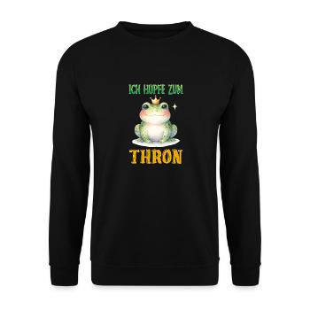 Froschkostüm ICH HÜPFE ZUM THRON Lustiges - Unisex Pullover - Schwarz - Vorne - Alina (178cm) & Michal (187cm)