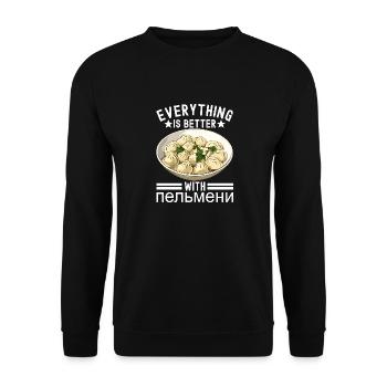 Pelmeni Russian Cuisine - Unisex Sweatshirt - black - Front - Alina (178cm) & Michal (187cm)