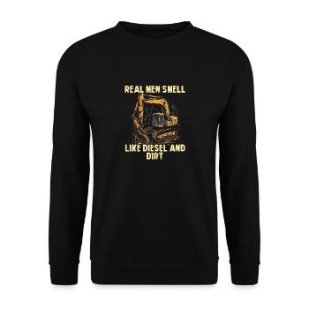 Echte Männer Riechen Nach Diesel Und Dreck Bagger - Unisex Pullover - Schwarz - Vorne - Alina (178cm) & Michal (187cm)