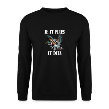 S’il vole il meurt Chasse Canard Humour Nature - Sweat-shirt Unisexe - noir - Devant - Alina (178cm) & Michal (187cm)