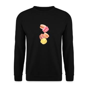 Bunte Macarons Aquarellmalerei Colorful Macarons - Unisex Pullover - Schwarz - Vorne - Alina (178cm) & Michal (187cm)