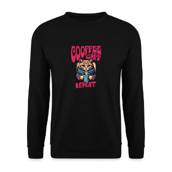 Coffee Cat Repeat – For cats and coffee lovers - Unisex Sweatshirt - black - Front - Alina (178cm) & Michal (187cm)