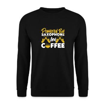 Saxophone Coffee Powered By - Unisex Sweatshirt - black - Front - Alina (178cm) & Michal (187cm)
