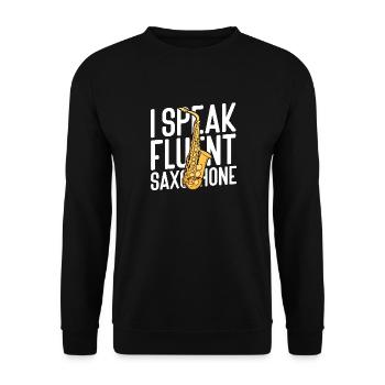 Saxophone I Speak Fluent Saxophone - Unisex Pullover - Schwarz - Vorne - Alina (178cm) & Michal (187cm)