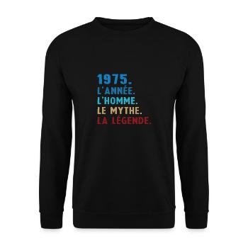 1975 Année Homme Mythe Légende - Sweat-shirt Unisexe - noir - Devant - Alina (178cm) & Michal (187cm)