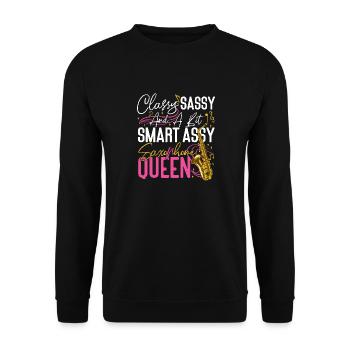 Saxophone Classy Sassy And A Bit - Unisex Pullover - Schwarz - Vorne - Alina (178cm) & Michal (187cm)