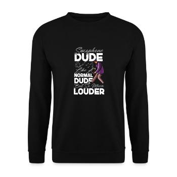 Saxophone Saxophone Dude Like A - Unisex Pullover - Schwarz - Vorne - Alina (178cm) & Michal (187cm)